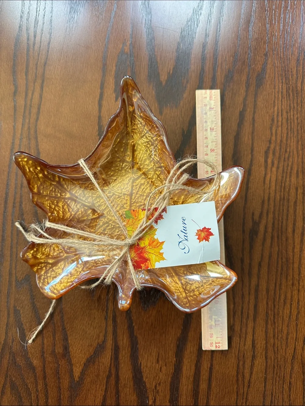 Amber Leaf-Shaped Decorative Bowl -